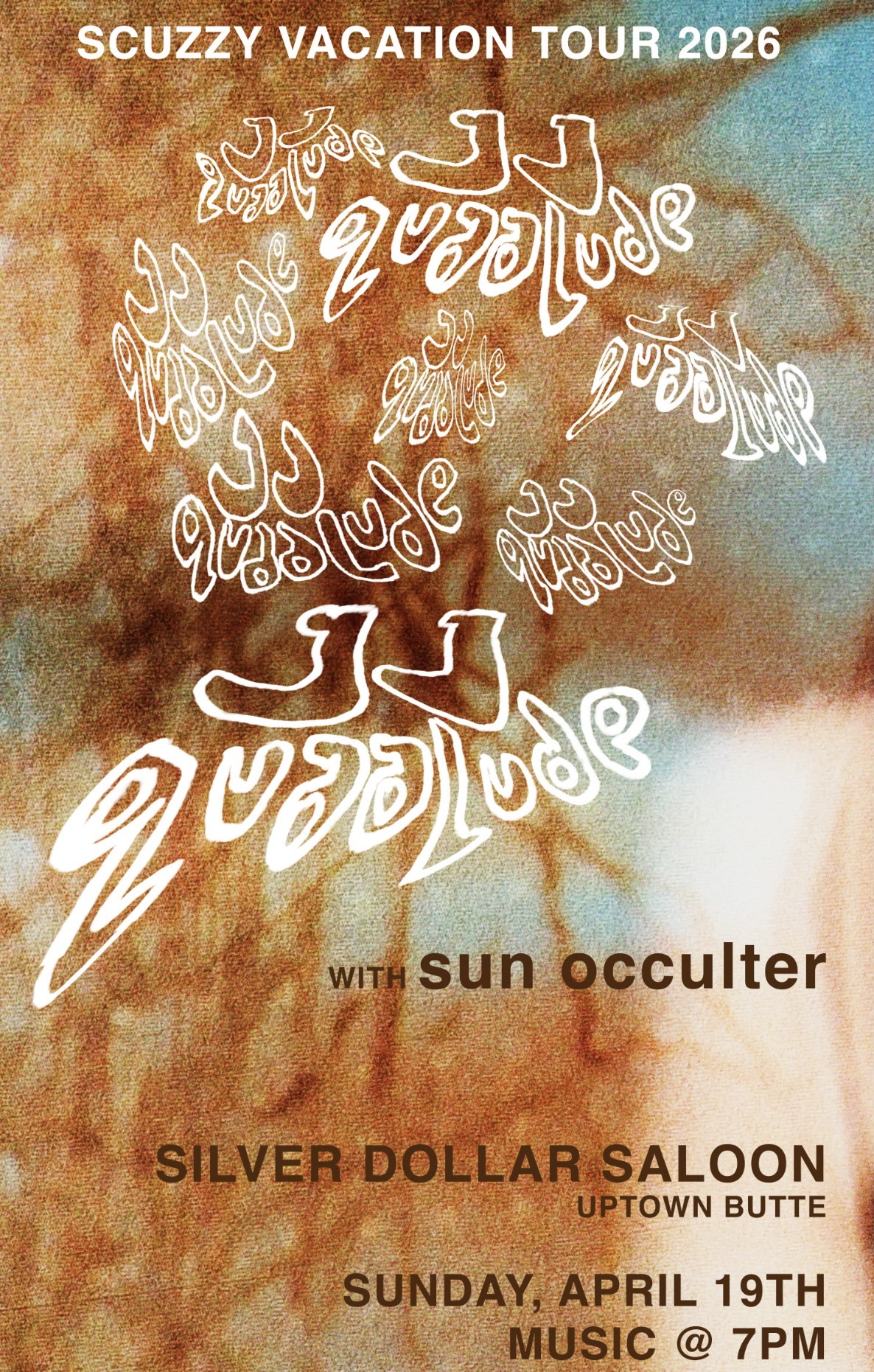 Flyer for upcoming show on Sunday April 19 2026 at the Silver Dollar Saloon in Butte, Montana with JJ Quaalude.